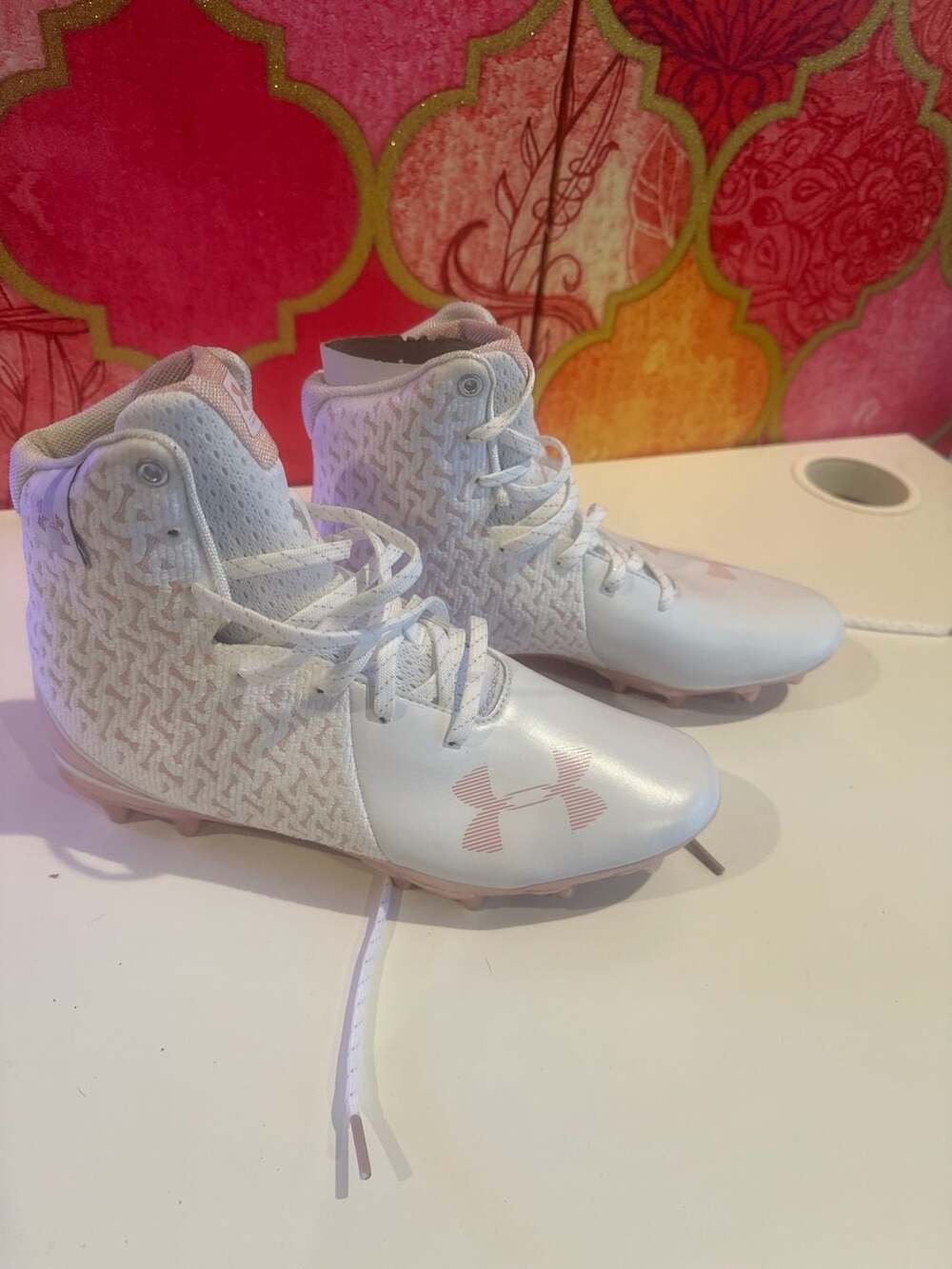 Brand New Under Armour Cleats White Rose Gold (woman’s 8)